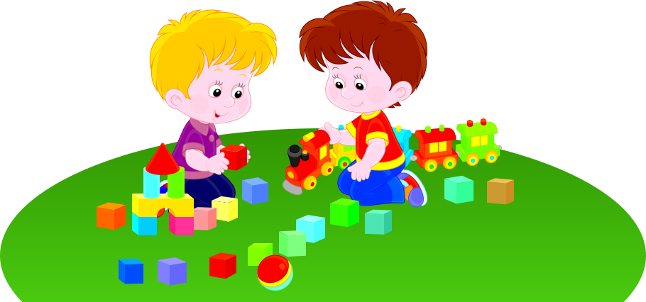Animated illustration of little boys playing with blocks